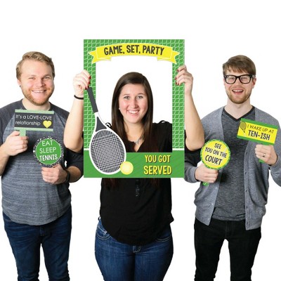 Big Dot of Happiness You Got Served - Tennis - Baby Shower or Birthday Party Selfie Photo Booth Picture Frame & Props - Printed on Sturdy Material