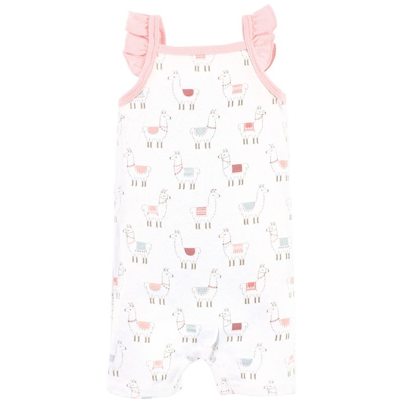 Hudson Baby Infant Girl Cotton Rompers, Llama, 6 of 7