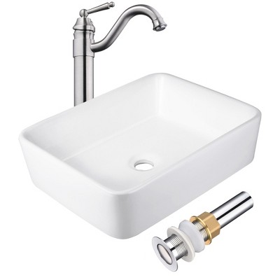 Aquaterior 19"x15"x5" Ceramic Above Counter Sink with Single-hole Faucet Bathroom Toilet