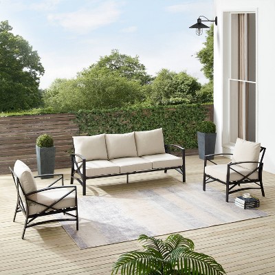 Kaplan 3-Piece Off-White Steel Outdoor Sofa Set
