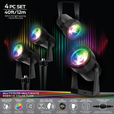 Monster Smart 4-Piece RGBW Outdoor LED Spotlights with Voice Control