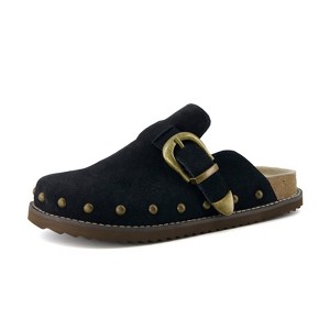 CUSHIONAIRE Bronco Slip On Mule Womens Shoes – Genuine Suede Leather Clogs with Adjustable Buckle and Studded Detailing, Stylish Fall Shoes for Women - 1 of 1