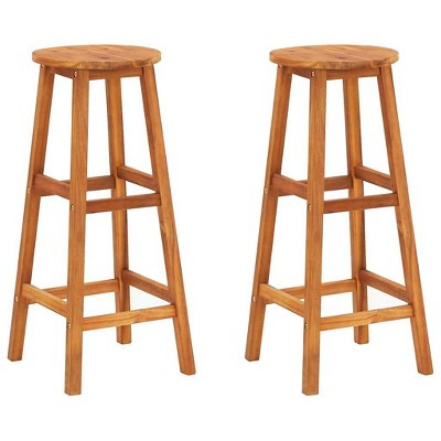 Bar Chair Set of 2 Natural Wood Solid acacia wood Medium vidaXL