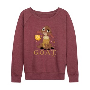 Women's - Disney - Valentino The GOAT Lightweight French Terry Wide Neck Long Sleeve Shirt - 1 of 4