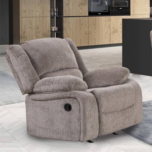 miBasics Dancerain Transitional Upholstered Chenille Manual Recliner Chair Mocha: Gliding Function, Pillow Top Arms - 1 of 3