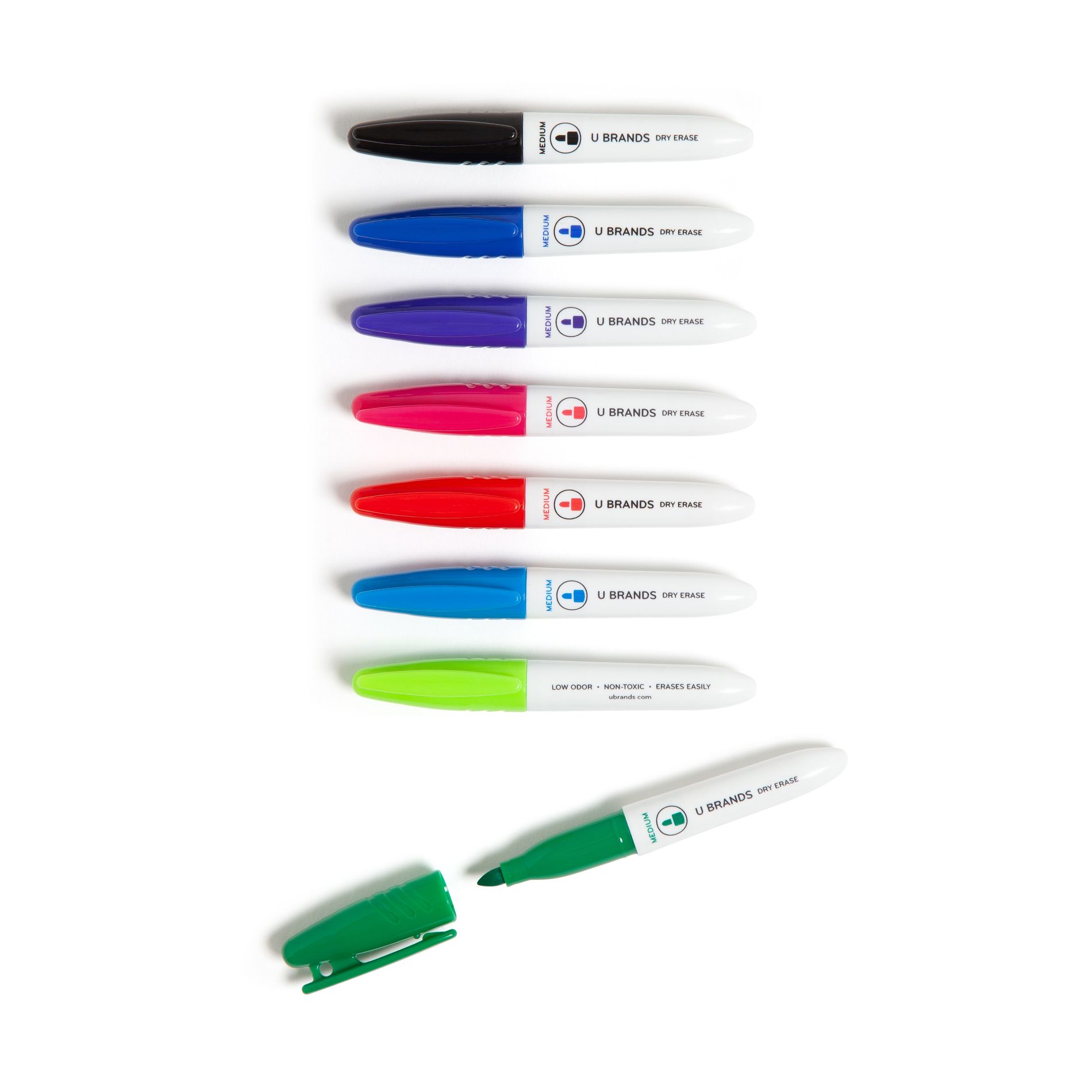 U Brands Mini Dry Erase Markers: Assorted Colors, 8-Pack, Polypropylene, Presentation Board Accessories