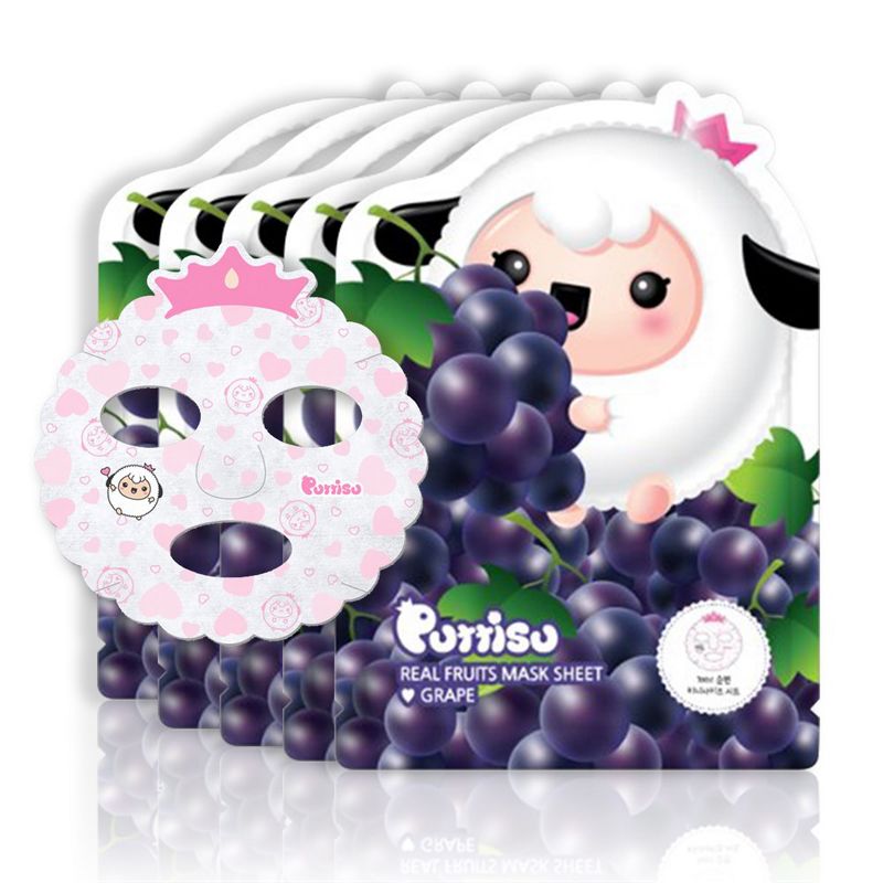 Puttisu Real Fruit Kids Facial Mask Sheets - Grape, 1 of 15
