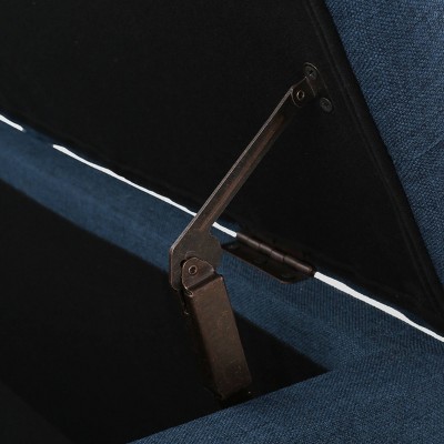 Charleston Dark Blue Tufted Storage Ottoman with Birch Legs