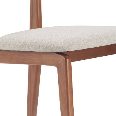 Light Gray Upholstered Wood Mid-Century Modern Dining Chairs