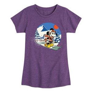 Girls' - Disney - Minnie Ski Fitted Short Sleeve Graphic T-Shirt - 1 of 4