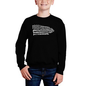 LA Pop Art Pledge Of Allegiance Flag - Boy's Word Art Crewneck Sweatshirt - 1 of 3