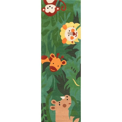 Nuloom Hand Tufted King of the Jungle Kids Runner Rug - Green 2' 6" x 8'