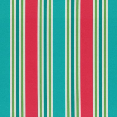 Coral and Turquoise Awning Stripe 25" Square Floor Pillow