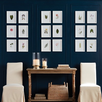 White Framed Petite Mountain Flower Prints Set of 9