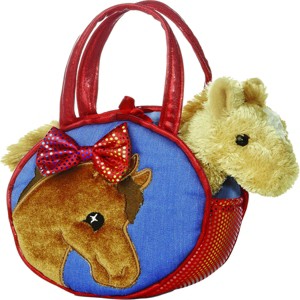 Aurora Fancy Pals 7" Pretty Pony Pet Carrier Brown Stuffed Animal - 1 of 4