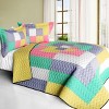 Slickblue Full/Queen Quilt Set, Intricate Hand-Stitching, TC Fabric, Bedding, Geometric Design, Multi, 3 Piece - 2 of 4