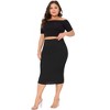 Agnes Orinda Women's Plus Size Ribbed Textured Elastic High Waist Office Midi Bodycon Skirt - 3 of 4