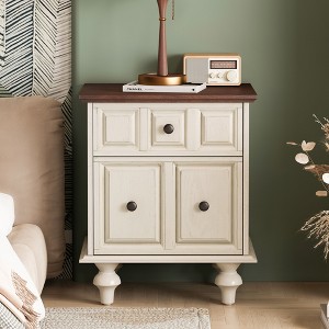 Hrinhom 20.5" W Vintage Nightstand with 2 Drawers and Roman Column Legs - 1 of 4