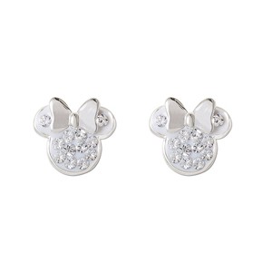 Disney Womens Minnie Mouse Sterling Silver Pave Crystal Birthstone Stud Earrings - 1 of 4