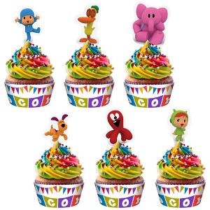 Treasures Gifted Pocoyo Cupcake Toppers (24) & Pocoyo Cupcake Wrappers (24) - Pocoyo Birthday Party Decorations - 1 of 4