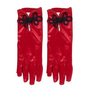 Forum Novelties Retro Rock Red Satin Short Adult Costume Gloves - 1 of 3