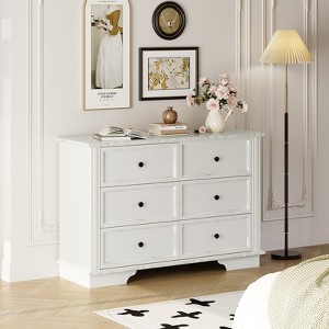 Karl Home 6-Drawer White MDF (Medium-Density Fiberboard) 47.24in. W Chest of Drawer - 1 of 4