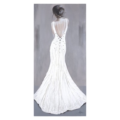 Elegant Woman in White Acrylic Canvas Wall Art