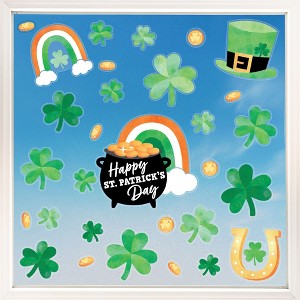 Big Dot of Happiness St. Patrick’s Day Window Clings, Reusable Holiday Window Sticker, Pot of Gold & Shamrock Decals, St. Paddy's Static Clings - 1 of 4