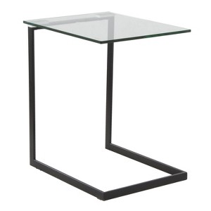 Zenn Contemporary End Table in Black Metal and Clear Glass Table Top by LumiSource - 1 of 4