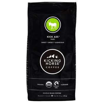 Kicking Horse Coffee Kick *** Dark Roast Fair Trade Certified Organic Whole Bean Coffee - 10oz