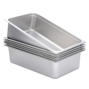 BIRDROCK HOME Stainless Steel Steam Table Pans, Full-Size, 21.3 qt, 24 Gauge Steel, 6" Depth, Meal Prep, Cooking & Food Storage (6 Pack) - 1 of 4
