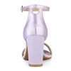 Allegra K Women's Satin Open Toe Ankle Strap Chunky Sandals - 3 of 4