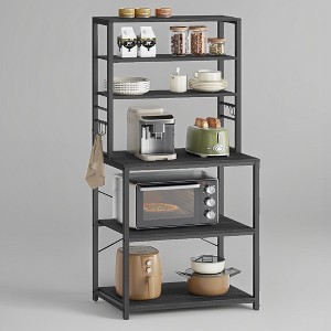 VASAGLE Coffee Bar, Bakers Rack for Kitchen with Storage, 6-Tier Kitchen Shelves with 6 Hooks, Microwave Stand, Industrial - 1 of 3
