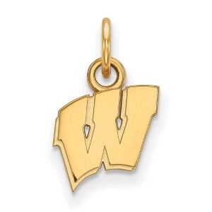 Black Bow Jewelry 10k Yellow Gold Wisconsin Badgers NCAA Extra Small Pendant - 1 of 3