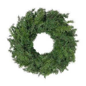Puleo 24" Artificial Christmas Wreath with Soft PE Branch Tips - 1 of 4