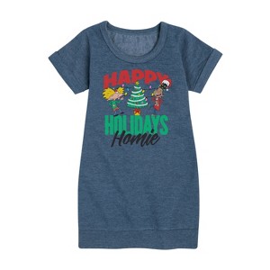 - Hey Arnold! - Holiday Homies Graphic Short Sleeve Fleece Dress - 1 of 4