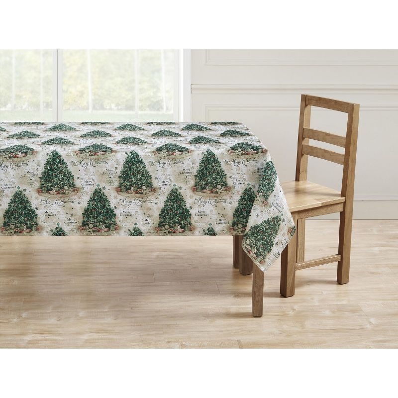 Kate Aurora Holiday Living Classic Christmas Trees Fabric Tablecloth, 1 of 4