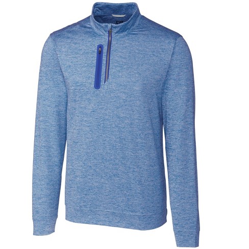 Cutter & Buck Stealth Heathered Quarter Zip Mens Pullover - Tour Blue ...