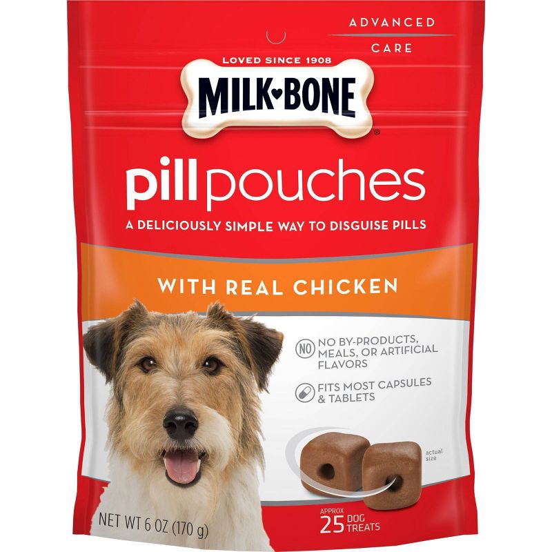 Milk-Bone Chewy Dog Treats Bone Pill Pouches Chicken Flavor 6oz, 1 of 7