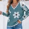 Women's Scalloped Floral Intarsia Knit Sweater - Cupshe - 4 of 4