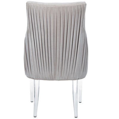 Transitional Pale Taupe Velvet Side Chair with Acrylic Legs