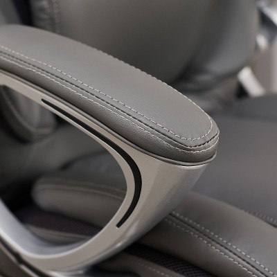 Gray Leather Executive Office Chair with Lumbar Support