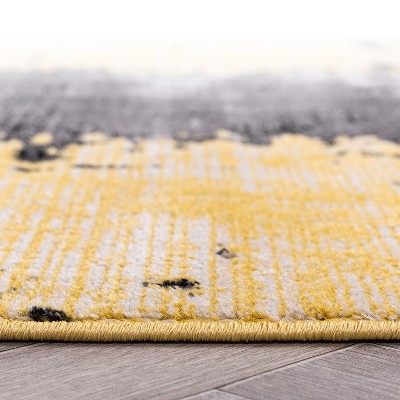 Yellow and Gray Abstract Distressed 5' x 7' Area Rug