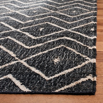 Charcoal and Natural Square Wool Cotton Area Rug
