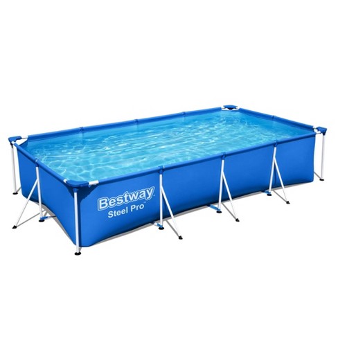 Bestway Steel Pro 13 Foot x 32 Inch Rectangular Above Ground Outdoor Pool Steel Framed Vinyl Swimming Pool with 1,506 Gallon Water Capacity, Blue - image 1 of 4