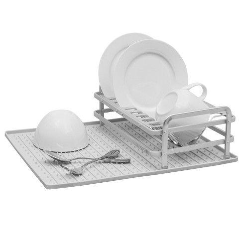 Simple Houseware Large Over Sink Counter Top Dish Drainer Drying Rack with  Drying Mat and Utensil Holder, Black 