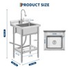 Stainless Steel Utility Sink with Faucet, Freestanding Single Bowl Commercial Sink with Adjustable Legs - 3 of 4