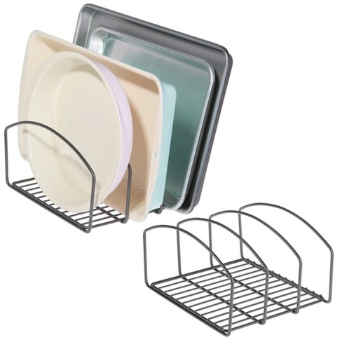 mDesign Large Metal Wire Cookware Organizer Rack with 5 Divided Slots - Chrome