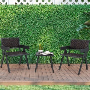 Costway 3 PCS Patio Wicker Chair Set, Rattan Furniture Set with Quick Dry Foam Padding - 1 of 4