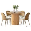 5-Piece Round Dining Table Set, Pedestal Table in Oak Look with 4 Woven Rattan-Style Chairs for Kitchen or Small Dining Room-Maison Boucle - 2 of 4